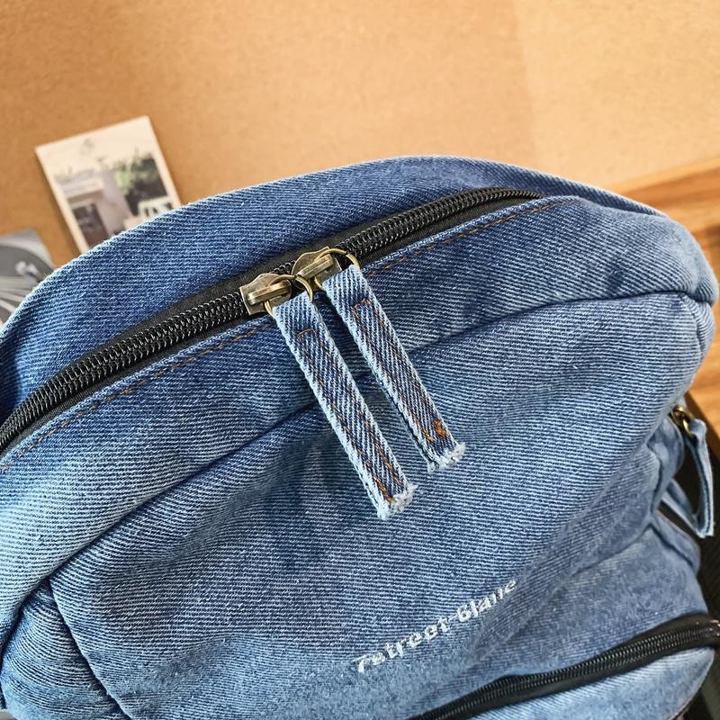 Womoen Large Capacity Denim Backpack Middle School Student Schoolbag