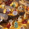 Christmas Fairy String Lights 10/20/40/80 LED Xmas Warm White Light with Santa Claus Tree Snowman Candy Cane Stockings for Indoor Home Party Decor
