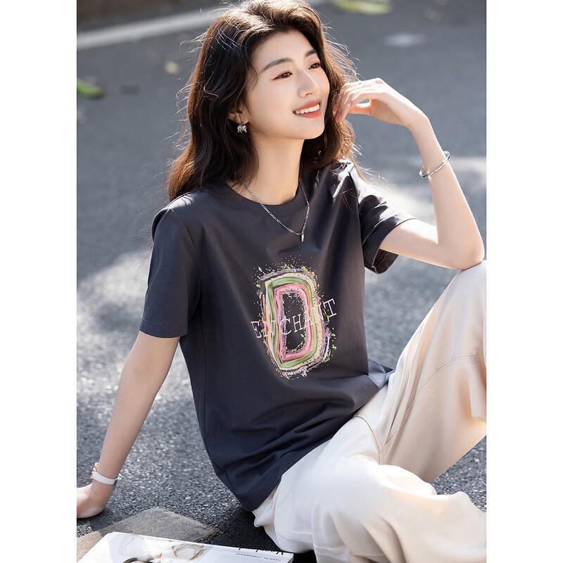 

Хлопково-спандексная футболка с rhinestone-буквами Demana S