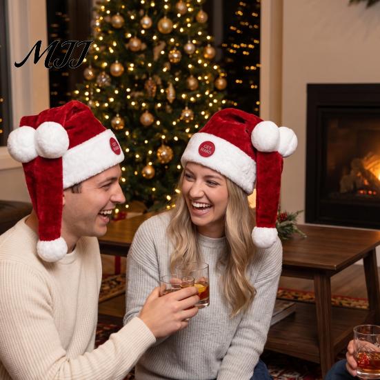 Divertenti Accessori per le Feste Cappello da Babbo Natale Animatronic Birichino per Adulti, Divertente Cappello Elettrico Mobile per Feste di Natale, Accessorio Rosso con Movimento per Natale