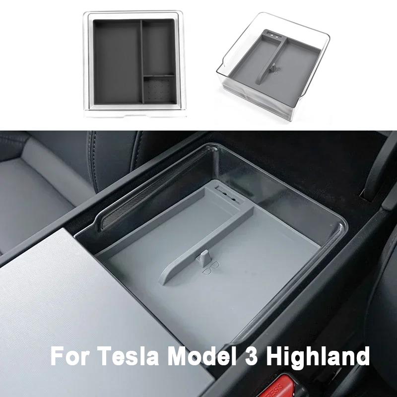 For Tesla New Model 3 Highland 2024 Central Control Storage Box Organizer Armrest Box Car Center Console Storage Silicone Pad