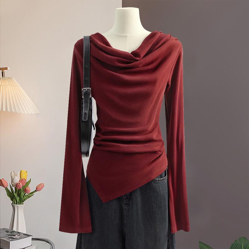 Women s Slim Fit Solid Long-Sleeve Pullover Top S