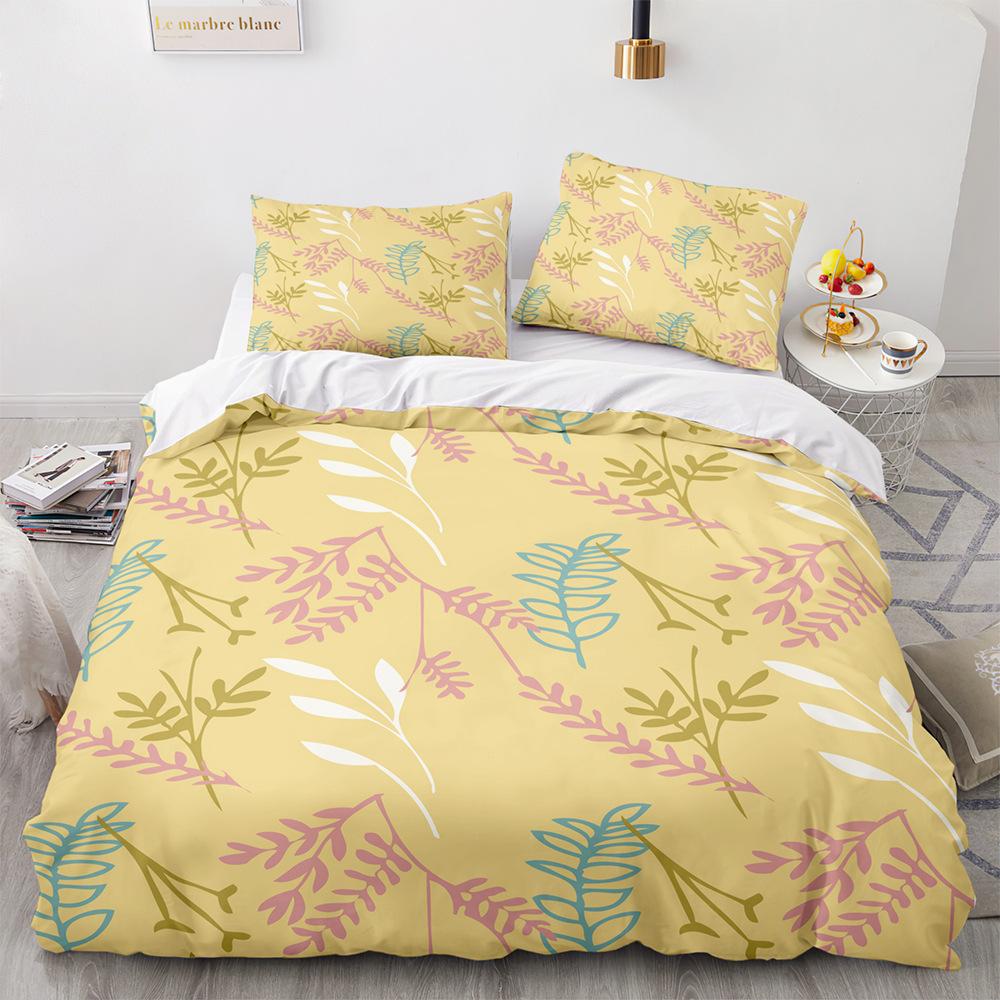

Leaf Duvet Cover Queen Lightweight Microfiber 3pc Botanical Bedding Set Ultra Soft Breathable Durable Leaves Print 70x133cm 2pcs