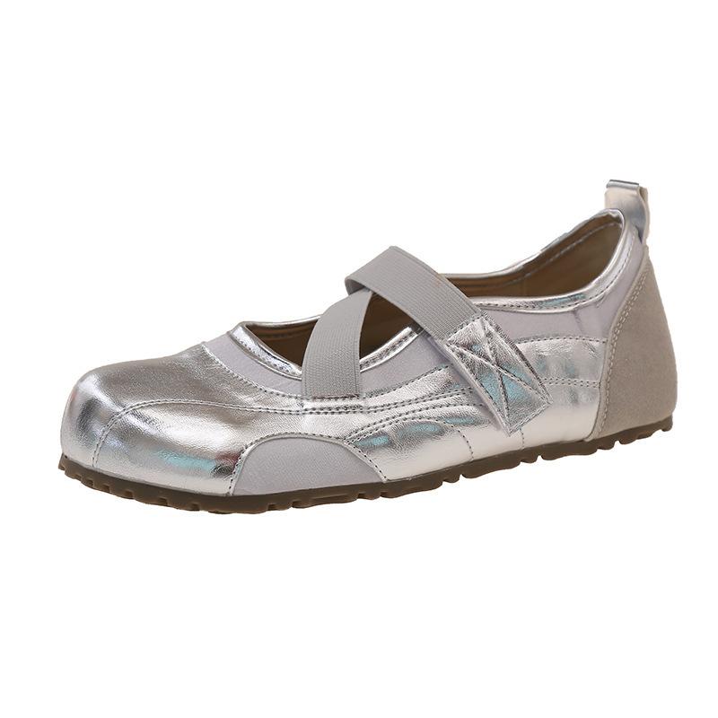 Ballett Mary Janes mit gekreuzten Riemchen und flachem Ausschnitt, Damen 2025 neu, vielseitig, Rock, flache Sohle, kleine Lederschuhe