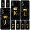 Phone Case For Samsung Galaxy A15 A13 A51 A71 A41 A31 A21S A03S A05 A12 A32 A52 A23 A25 A33 A53 A73 5G Cover Crown Letter A To Z
