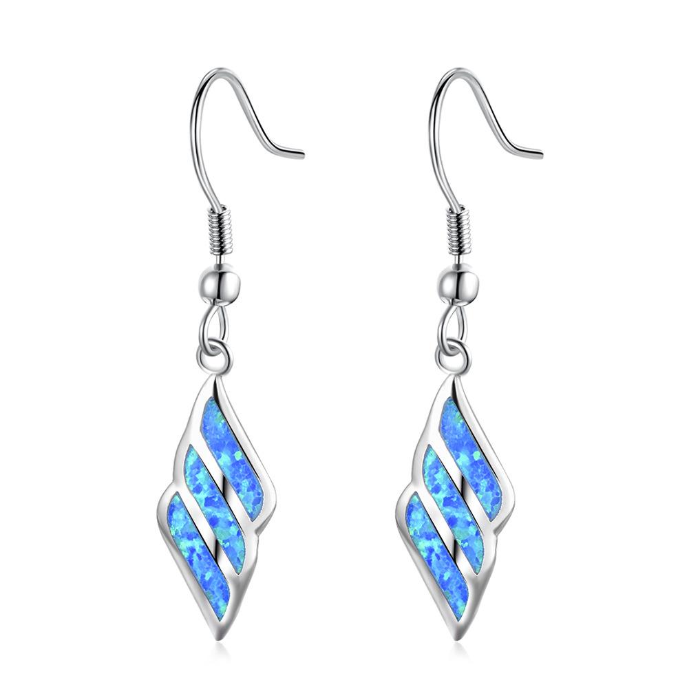 New Minimalist Blue Striped Wing Earring Earrings for Women Fashionable European and American Earrings