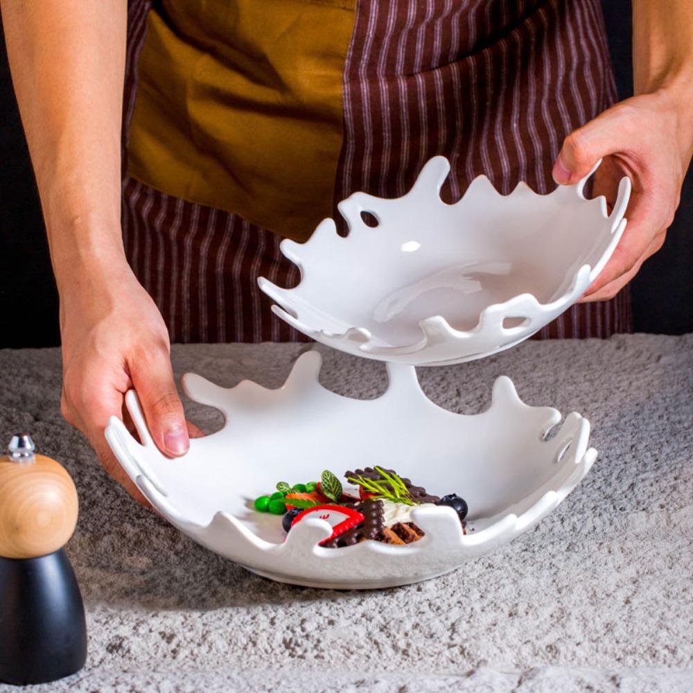 Nordic Style Irregular Porcelain Dinner Dish Heat-resistant Snack Tray Microwave Oven