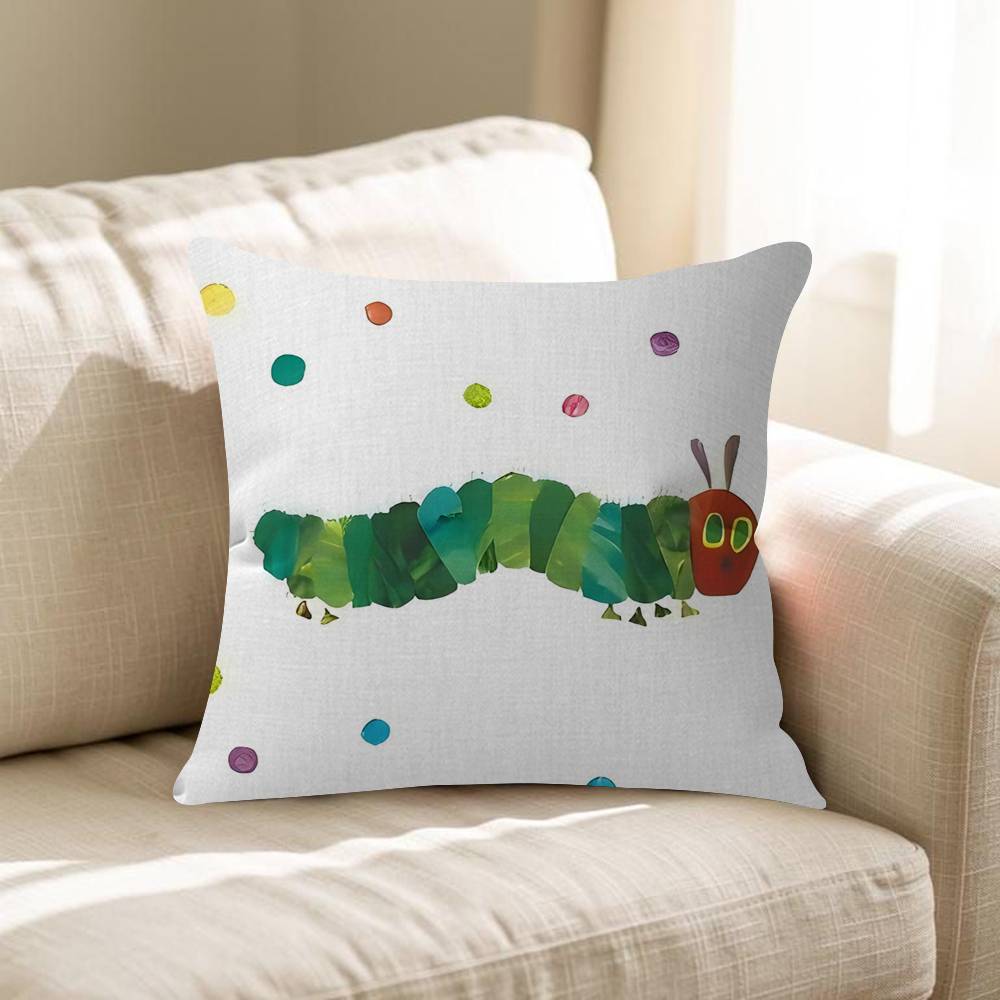 The Very Hungry Caterpillar Cute Pillow Covers Cartoon Sofa Decorative Home Double-Sided Printing Short Plush Cute Cushion Cover