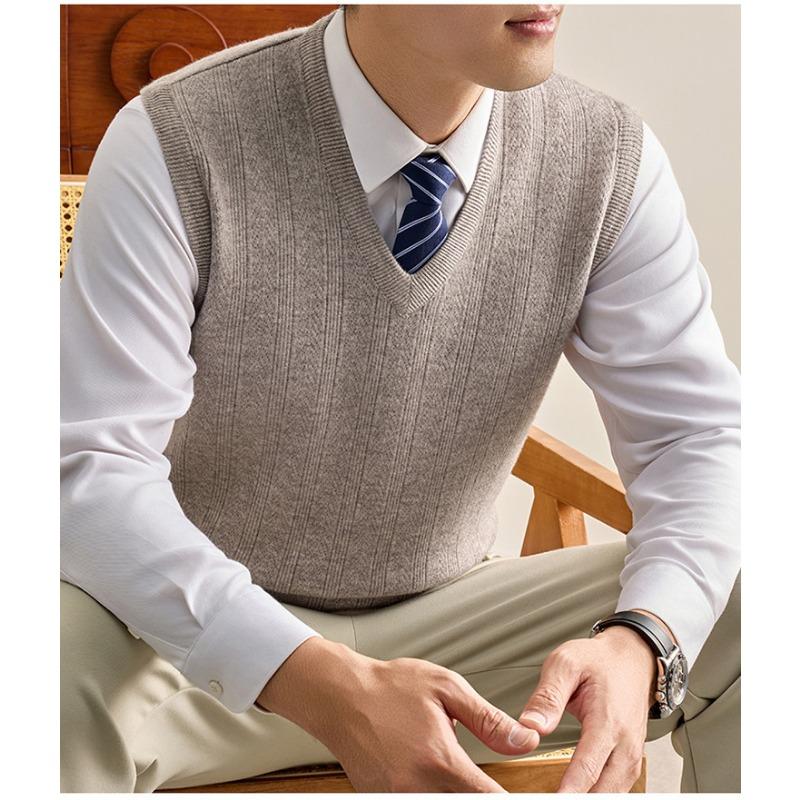 Men S V Neck Sleeveless Knit Sweater Vest For Middle Aged Dad