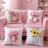 Flower Perfume Bottle Pillow Case Plush Fabric Soft Double-Sided Printed Sofa Warm Winter Home Gift Cushion Cover