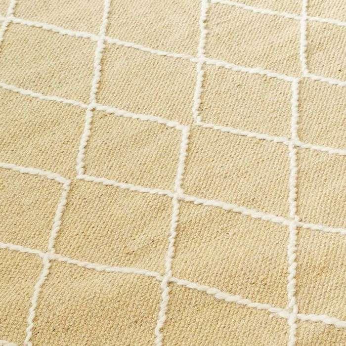 Cotton Rug with Cross Pattern In Thick Natural Wool 120x170