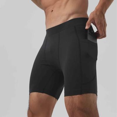 Men's Super Elastic Three-Quarter Ice Silk Tights with Pockets