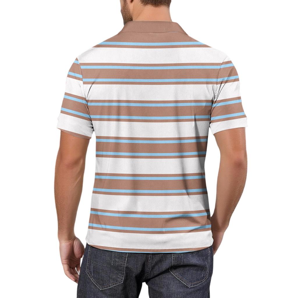 Moda Hombre Top Estampado Cuello en V Manga Corta Camiseta de Golf