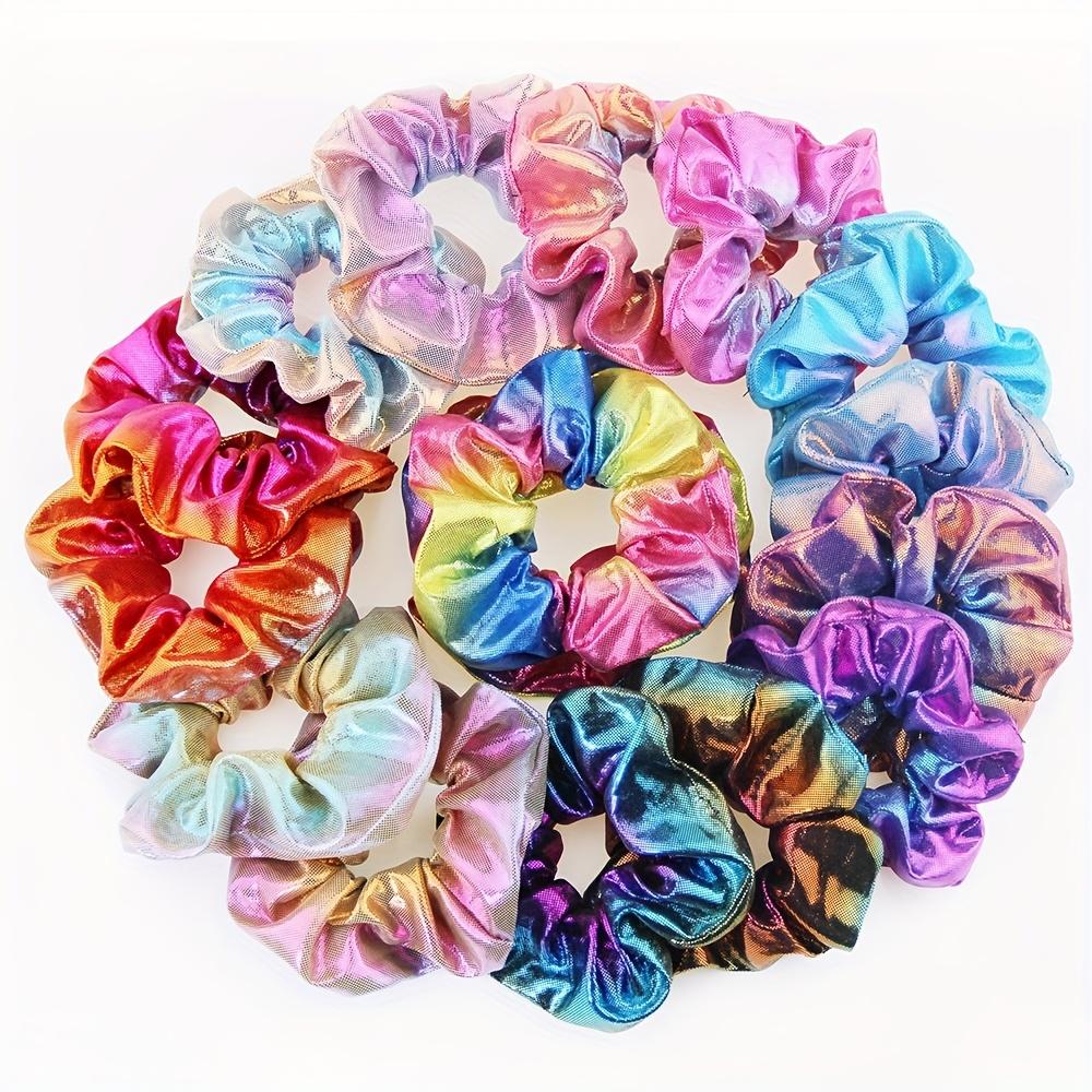 Rainbow Hair Scrunchies, Elastic Fabric Hair Bands, Colorful Ponytail Holders for Women, Versatile Hair Ropes for Parties