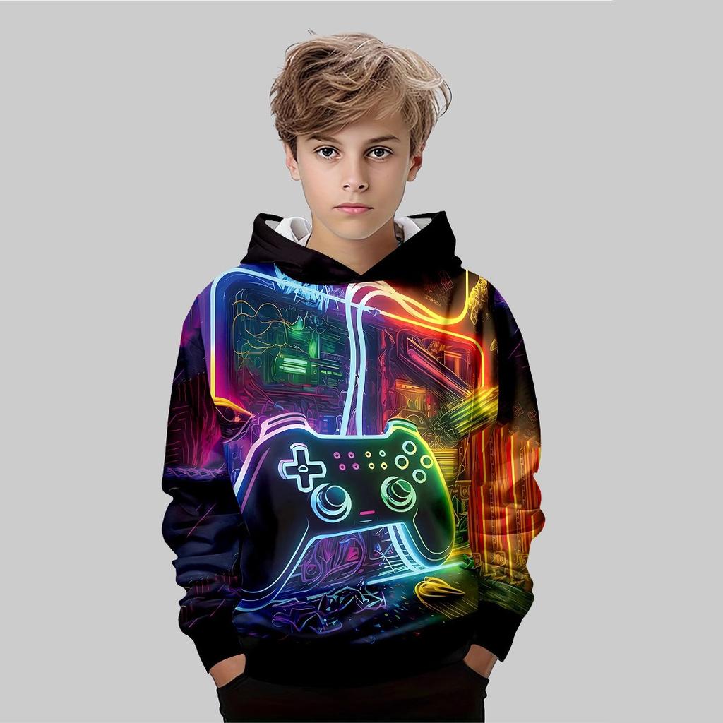 Autumn Gaming Themed Graphic 3D Printed Hoodies Fashionable Casual Sports Long Sleeved Children's Boy Hooded Sweatshirts
