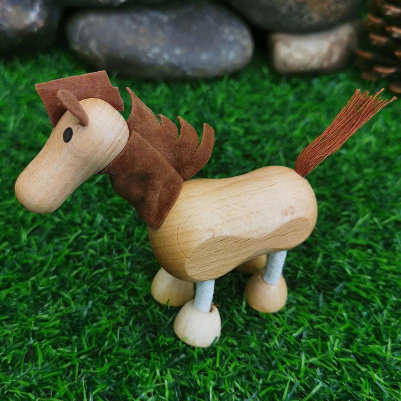 1pc Cute Educational Horse Deer Wooden Wood Animal Figurines Toy Festival Gift