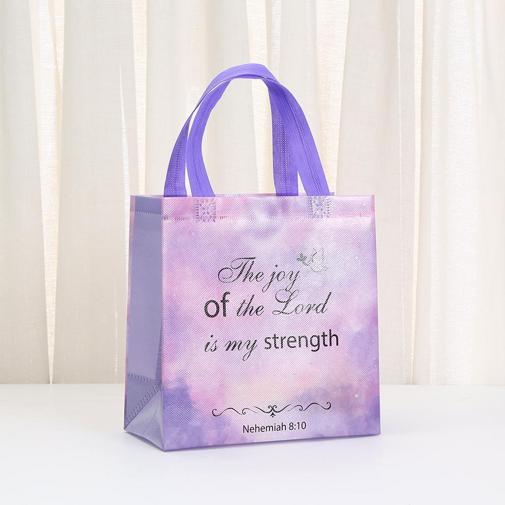 

12/30pcs Gradient Non Woven Tote Bags Laminated Waterproof Shopping Bags Reusable Gift Bags Printed Message Design Party Use 12pcs&22x11x23cm
