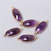 2pcs 10X26mm Natural Double Loop Crystal Stone Connector Pendant Charm Amethys for Jewelry Making Necklace Earring Accessory