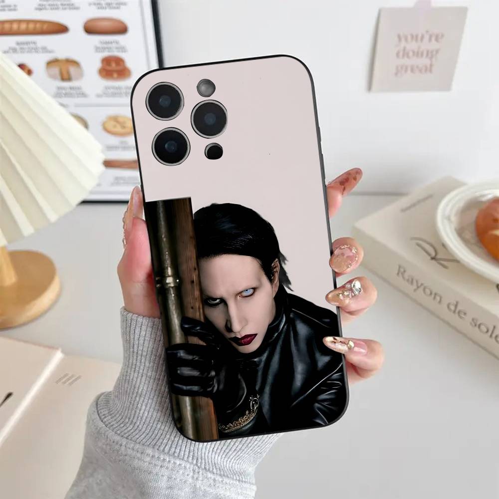 Singer Marilyn Manson Phone Case Black Silicone Soft Shell For IPhone 17 16 15 14 13 12 11 Air Pro Max Plus Hot Sale