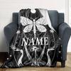 Mystic Moth Under Moonlight Lightweight Personalized Blanket Customize Text Comfortable For Sofa Couch Office Bed Picnics Four Seasons Universal