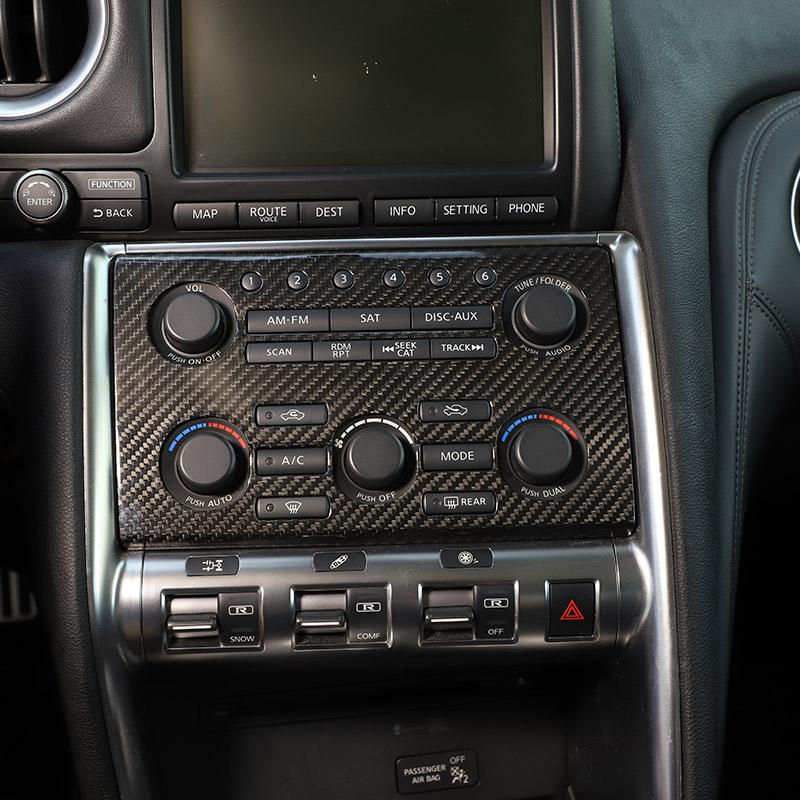 For Nissan GTR R35 Real Carbon Fiber Car Central Control Gear Panel Decorative Frame Central Control Set Sticker Auto Parts