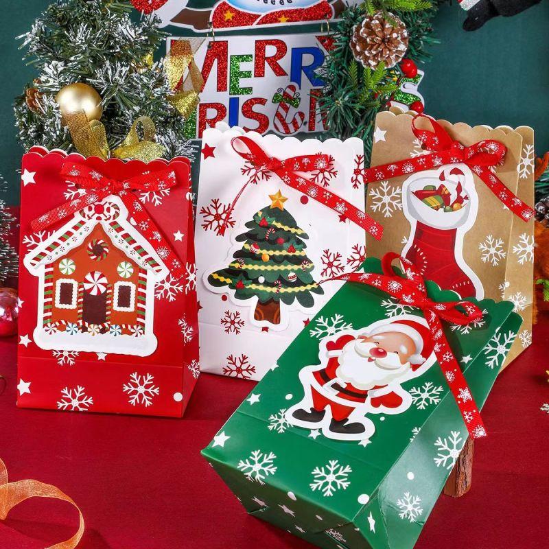 Christmas Gift Box Candy Bag Snowflake Birthday Gift Package Santa Claus Elk Christmas Tree Paper Bag Christmas Decoration