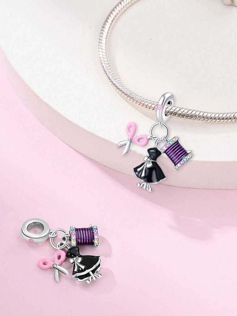 Charms Plata Jupes Femmes Sacs à Talons Hauts Perles Plaqué Cuivre Ajustement Charms Bracelet Original Pour Fabrication de Bijoux Charme DIY