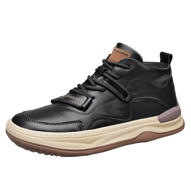 Fashion Spring and Autumn Men's New Leather Outdoor Sports Running Casual Shoes Breathable and Comfortable Soft Bottom Travel Shoes