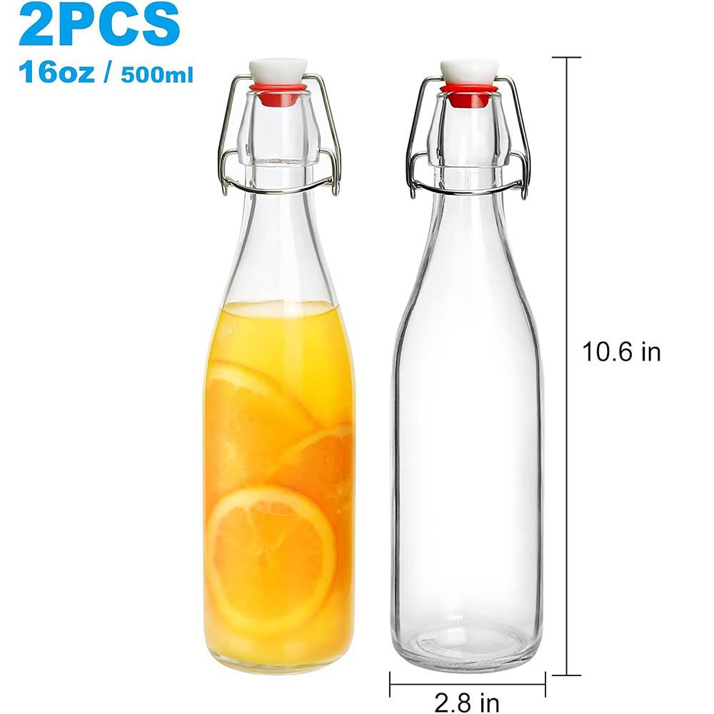 16oz Swing Top Glass Bottles with Airtight Lid for Fermentation,Mead,Vanilla Extract,Coquito,Vinegar,Beer,Kefir,Wine,Soda,Juice