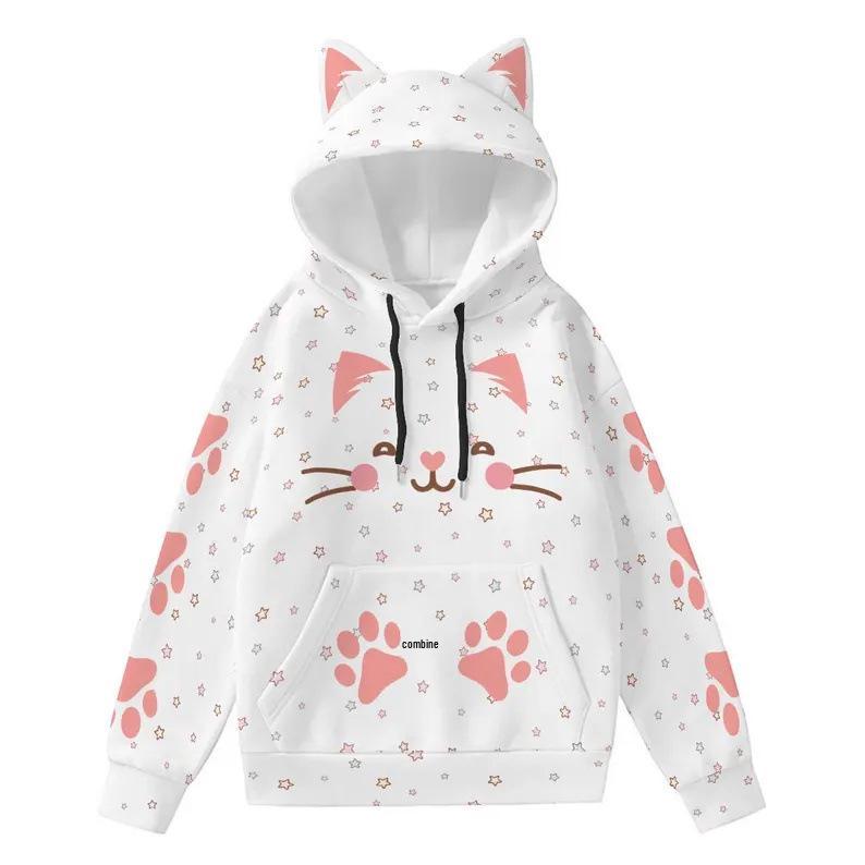 Unisex 3D Cat Ear Style Hoodie - Cute Pullover with Hood for Men and Women