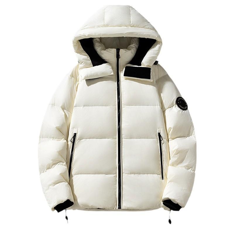 Piumino Uomo Invernale Piuma d'Anatra Bianca con Cappuccio Antivento Caldo Giacca Moda Coppia Versatile Top