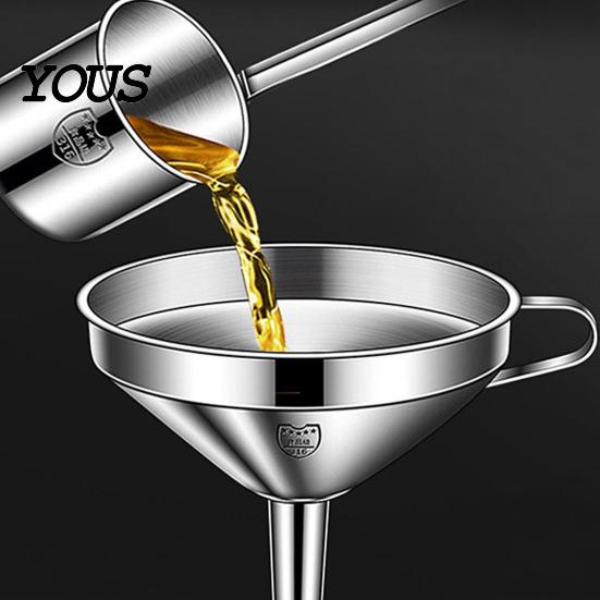 Wide Mouth Funnel with Filter Stainless Steel Detachable Strainer, Anti Spill Oil Professional Cooking Set Ergonomic Handle, Narrow Bottles