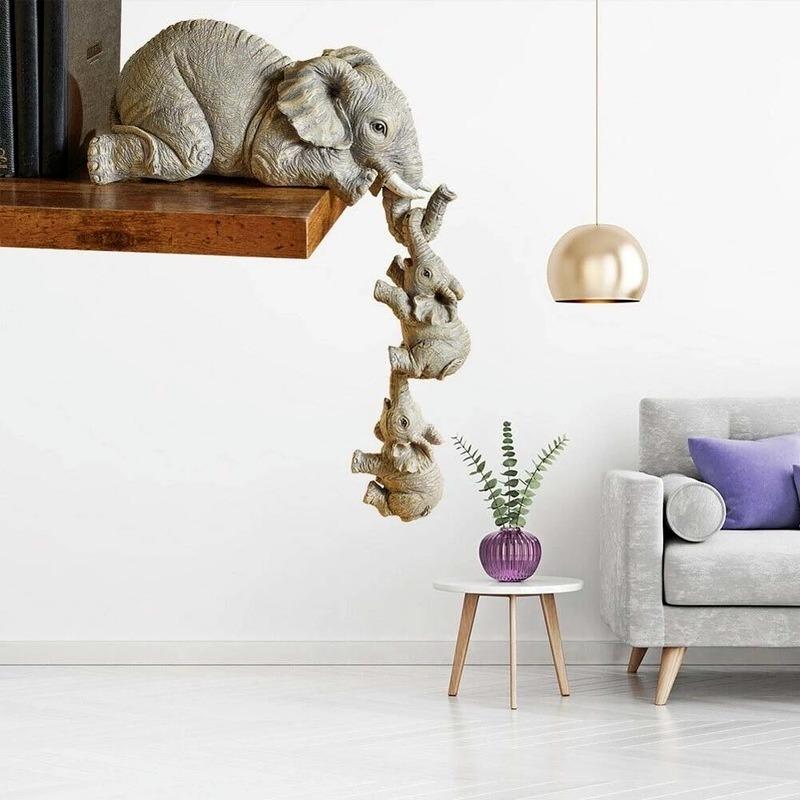 3 teile/satz Niedliche Elefanten Figuren Elefant Halten Elefantenbaby Harz Handwerk Heimtextilien Geschenk