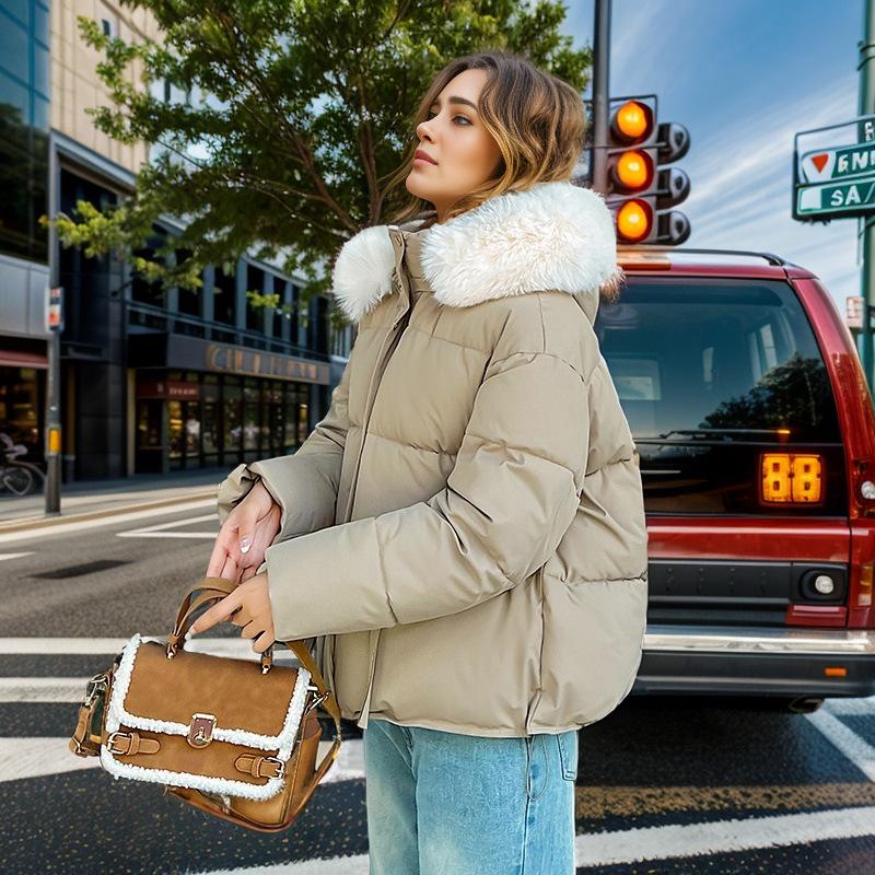 Dopamine  clothes, women's down  clothes, new women's large fur collar  jackets short styles.