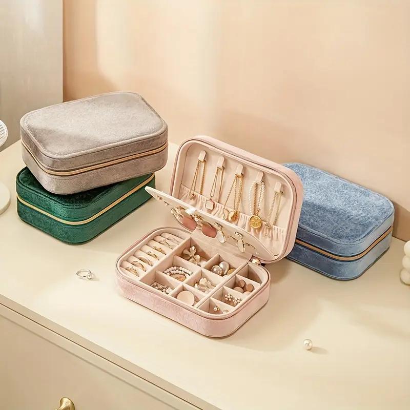 New Portable Jewelry Box Jewelry Organizer Display Travel Jewelry Case Boxes Button Leather Storage Zipper Jewelers