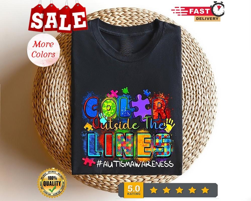 

Color outside the lines Autism Awareness Shirt,Autism Awareness Shirt, Autism... 4XL