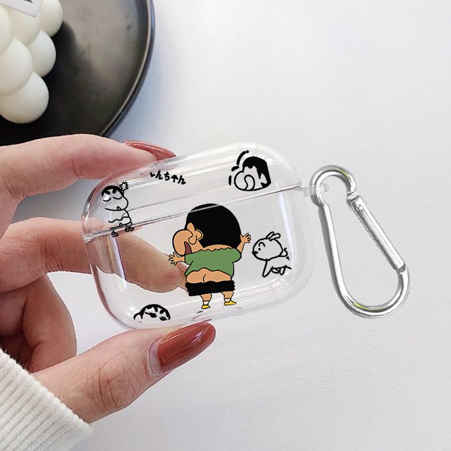 Case For Airpods 1 4 2 Pro2 3 Pro3 Pro Clear Earphone Cases Cover Cartoon Crayons Shinchan