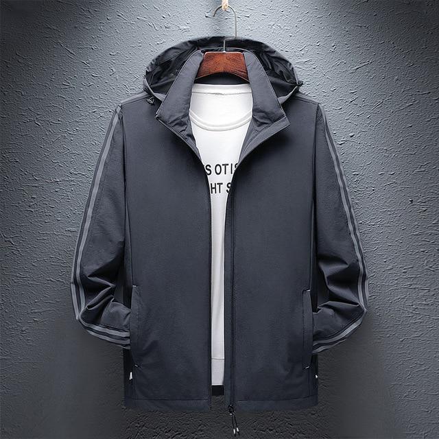 

6xl 7xl 8xl Большие размеры Весна и осень Куртка Однотонное пальто Молодежная мужская куртка с капюшоном Повседневная XL темно серый