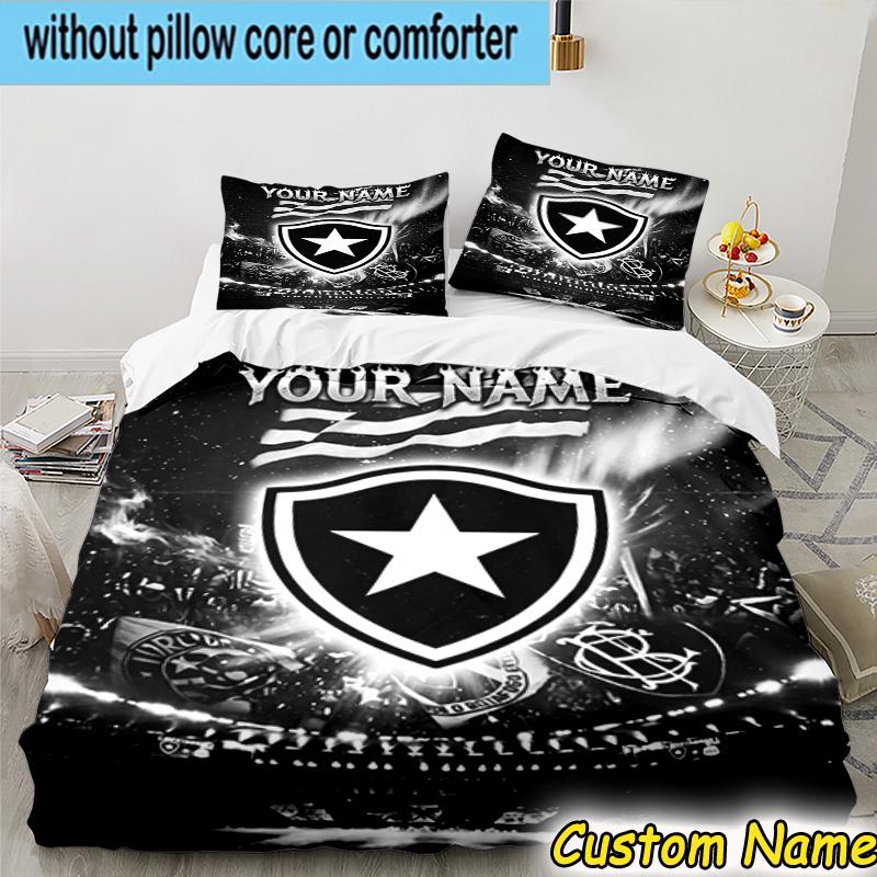Custom Name Botafogo de Futebol Bedding Set 3PCS Duvet Cover Closure Includes 1 Duvet Cover & 2 Pillowcases for All Seasons Bedroom Decor
