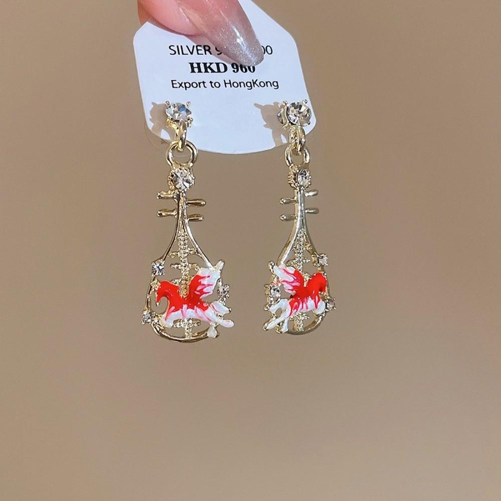 Fashion Jewelry Chinese Style Pony Earrings Rhinestone Drop Earrings  Wedding