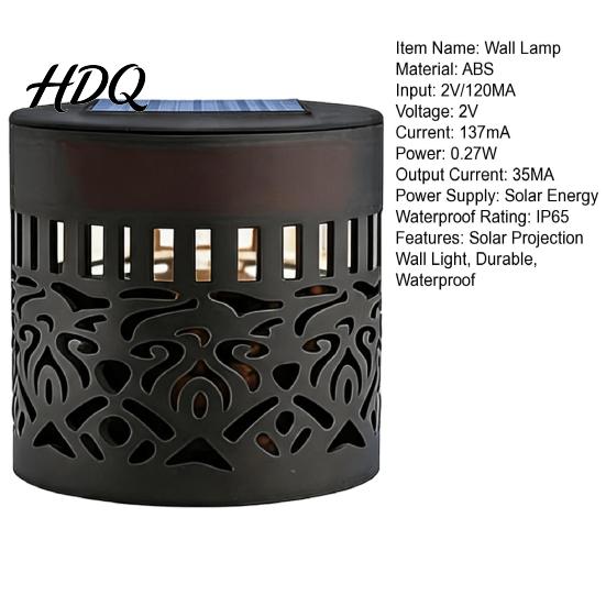Solar Wall Lamp Lamp Seven Color Changing Projector Light with Hollow Pattern Patio Decorative Light Design IP65 Waterproof for Outdoor Garden Fence