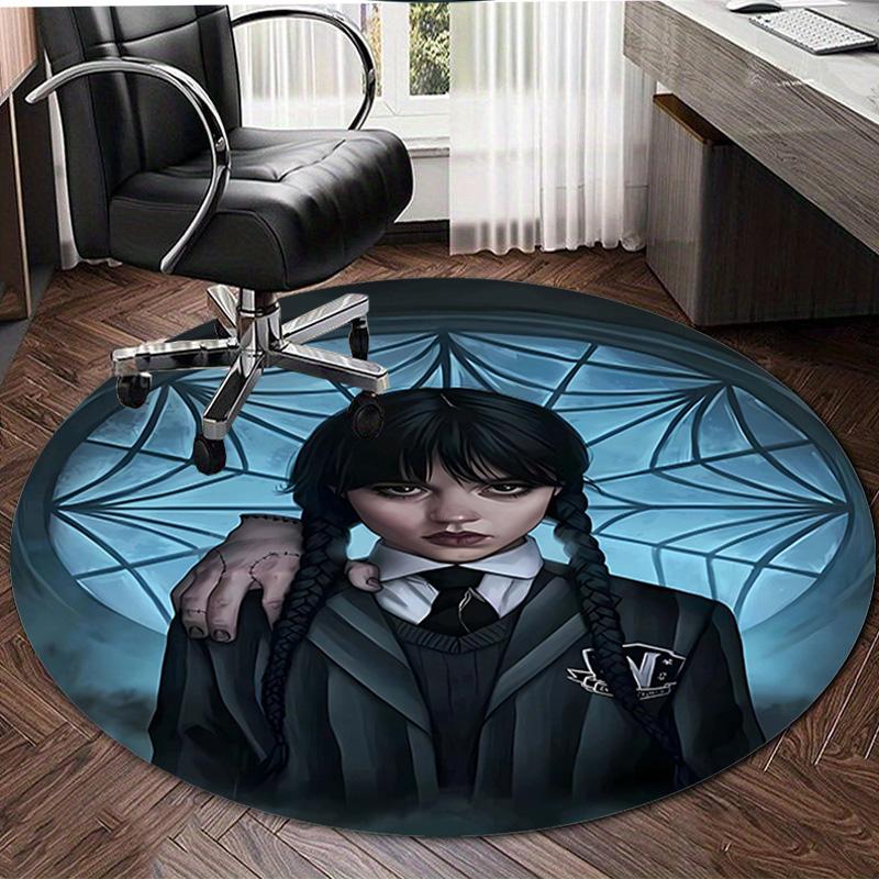 1pc Addams Family Wednesday3 Design Printed Area Round Carpet for Bedroom Living Room Home Decor Rugs Mat Non Slip Mat Rug for Bedside
