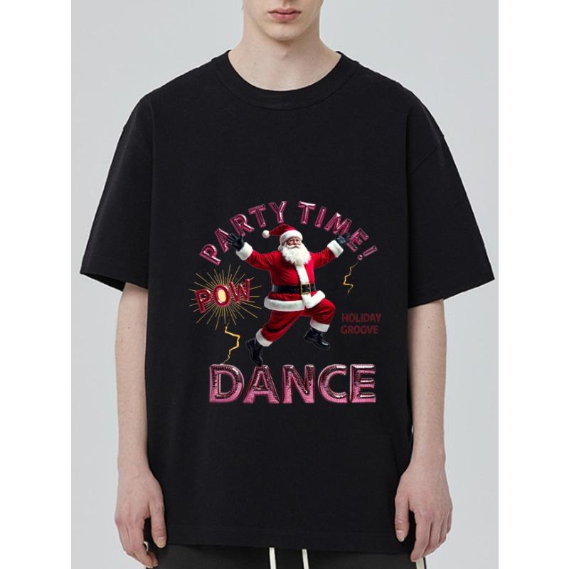 

Черная футболка с принтом «Время вечеринки, танцуй» с Санта-Клаусом для праздничного торжества XXXXL чёрный