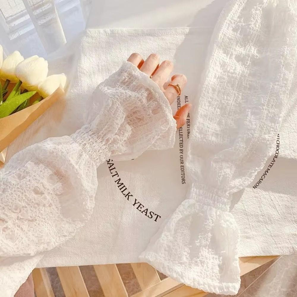 Anti-UV Arm Sleeve Lace Mesh Fingerless Gloves Fashion Sun Protection Sleeves Driving