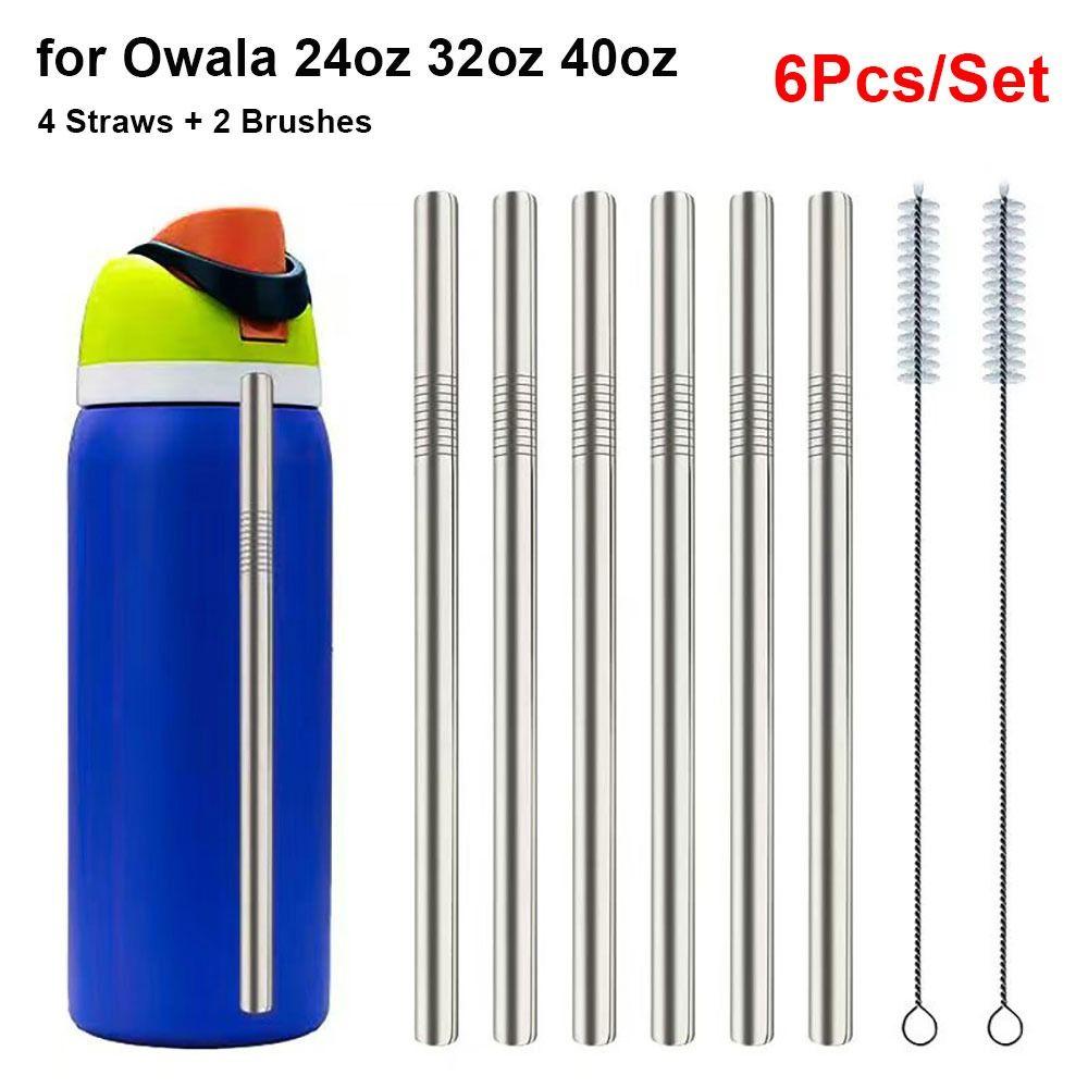 6Pcs/Set With Brush Water Bottle Straw Reusable Cup Replacement Straw  Drinking Use