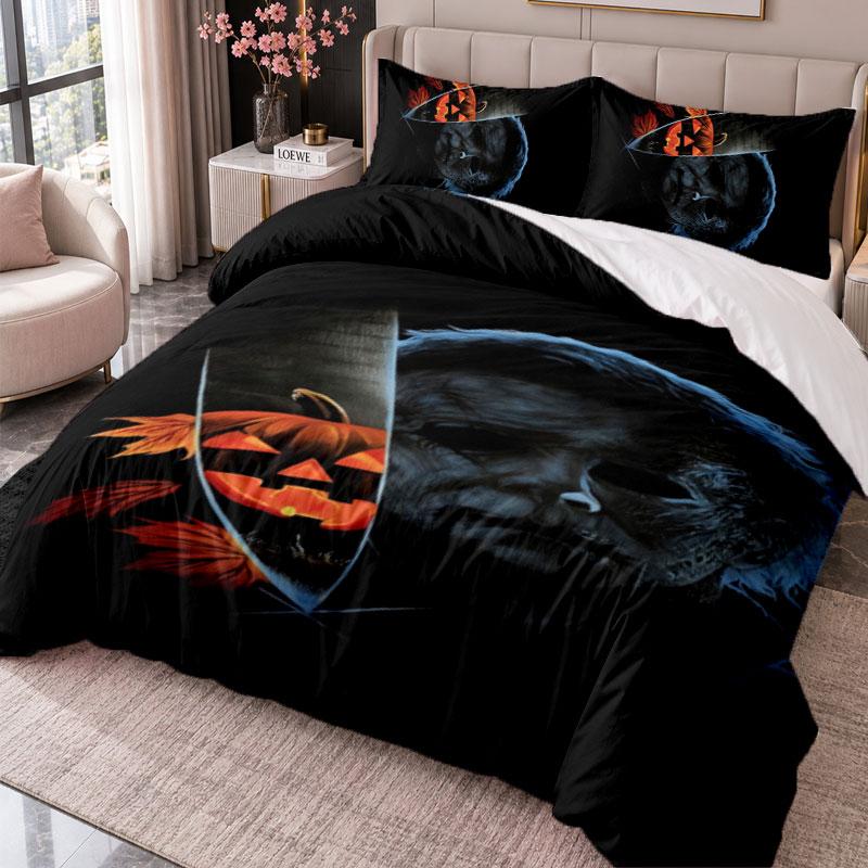 Halloween Michael Myers 3Pcs Bedding Set Duvet Cover With Two Pillowcases For Bedroom Home Decoration