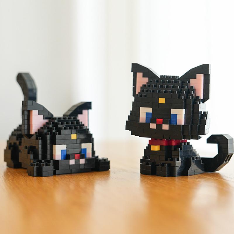 NEW DIY Cute Cat Pets Orange Puppet Silver Gradual Layer Cow Building Blocks Kit Girls Bricks Movie Model Kids Toy Children