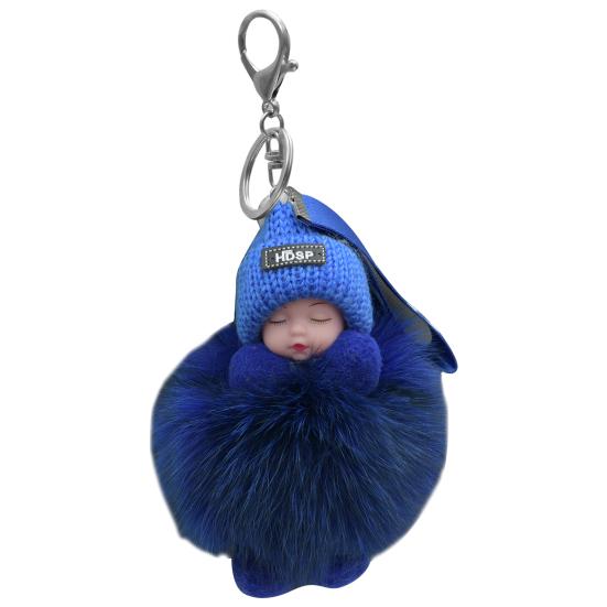 Brelocuri de Păpușă Pufoase Bebeluș Adormit Pălărie Tricotată Multicoloră Purtată Breloc pentru Bebeluș pentru Femei