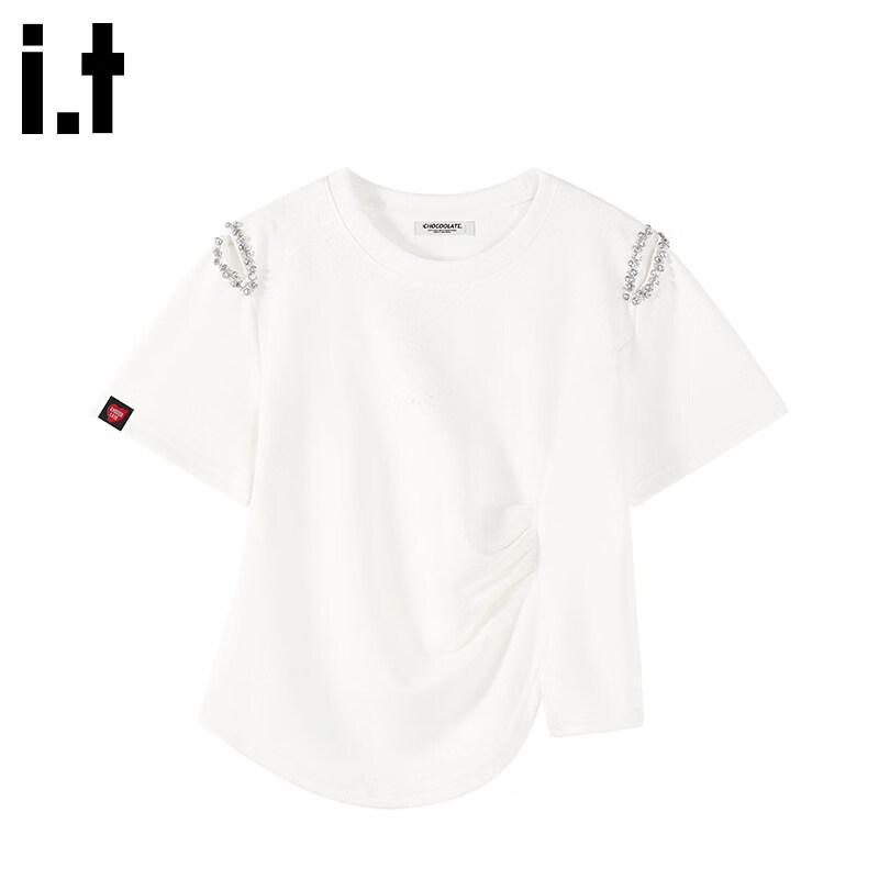 CHOCOOLATEit Women s Beaded Irregular Hem Slim-Fit T-Shirt M