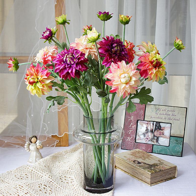 Artificial Flower High Quality Dahlia Flower Artificial Real Touch Dahlias For Wedding Home Decoration